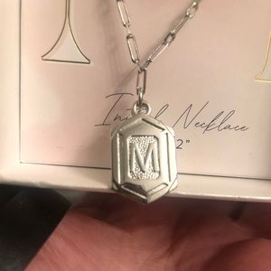 NWT Hexagon Tag Initial Necklace